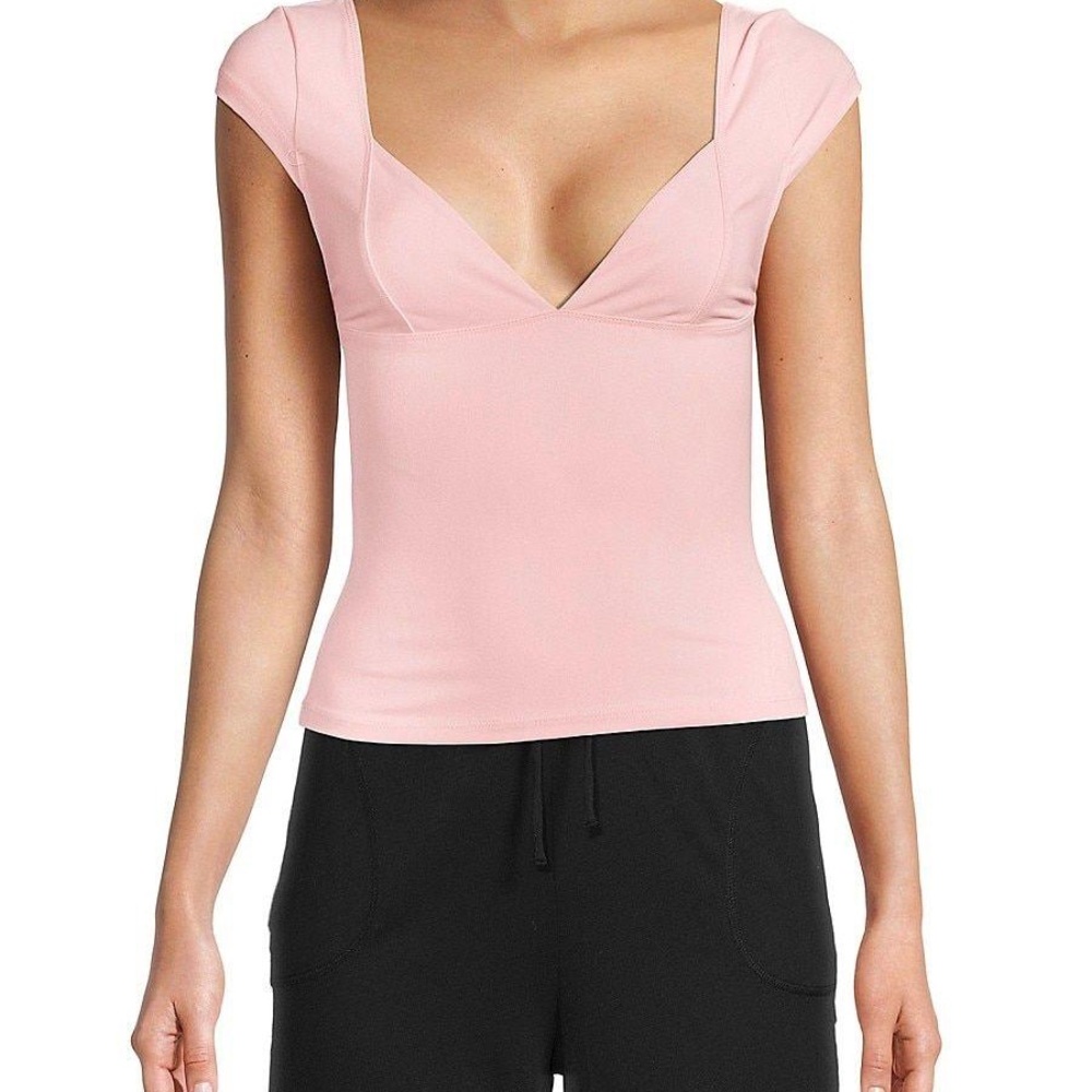 Free People Light Pink Cap Sleeve Blouse